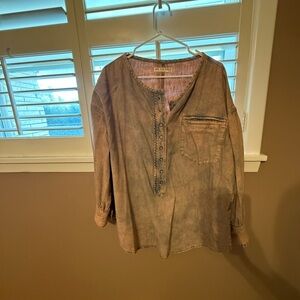 Free People Brown Button-Up Top